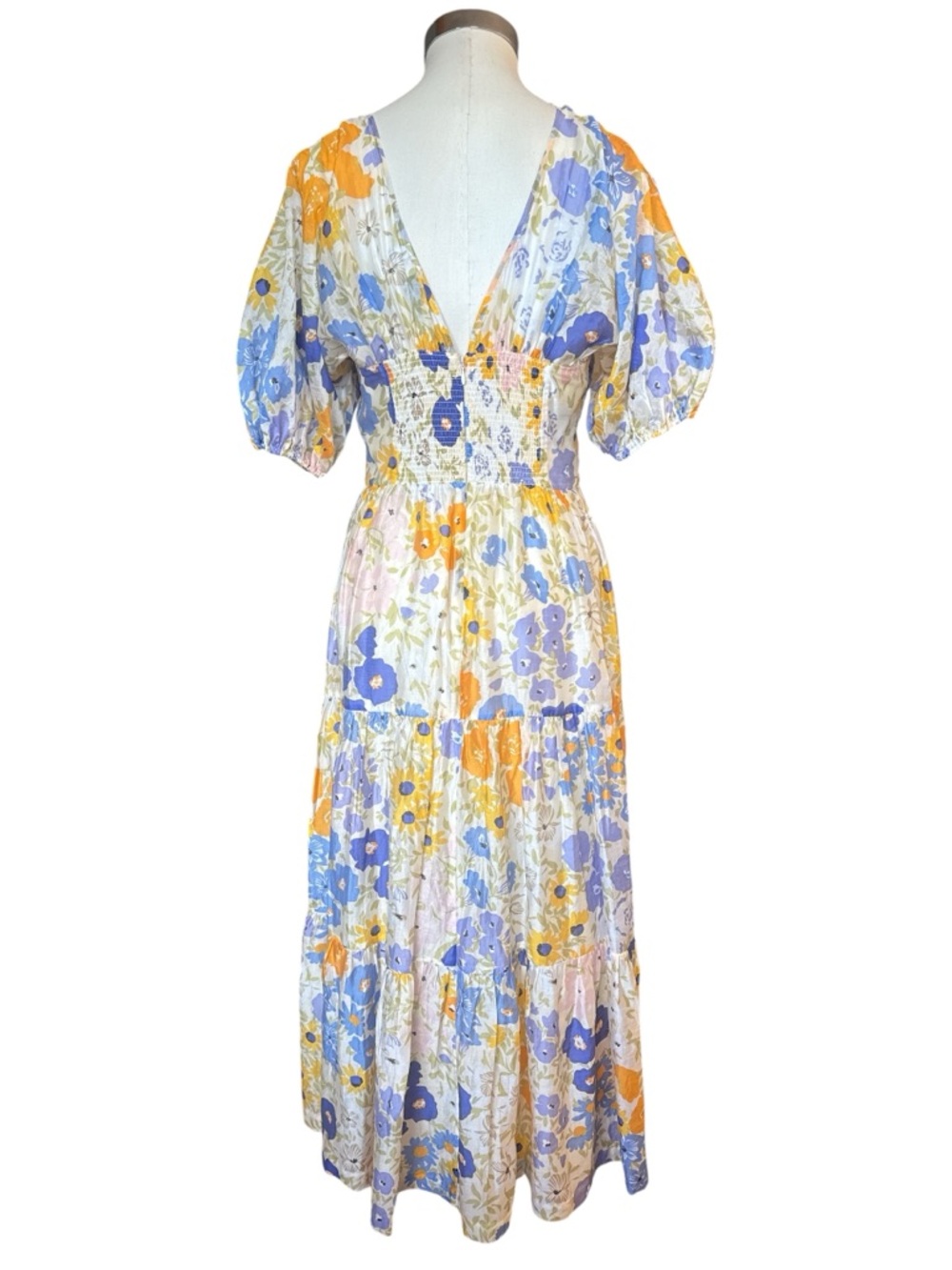 & Other Stories Floral Puff-Sleeve Tiered Maxi Dress in Pastel Multi EU 40 US M - Picture 2 of 12